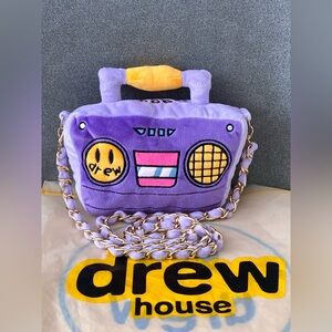 Rare! Justin Bieber Drew House Boombox Plush Purse Gold Chain Strap Crossbody